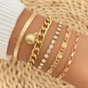 Elegant and Versatile Claw Diamond Multi-layer Bracelet for Women with Multi Element Chain Bracelets, 5-piece Set