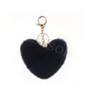 Modespleiß Herzball Pom Pom Keychain Fluffy Faux Rabbit Fell Pompom Schlüsselbund Frauen Bag Charms Schmuck Weihnachtsschlüsselring DB310