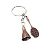 Keychains 100pcs/lot 2024 Metal Badminton Keyrings Creative Zinc Alloy Key Chains