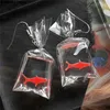 أقراط التدوير العصرية 1pair Koi Fish Water Bag for Women Girls Anti Allergy Rameful Joker Earrop Party Decor