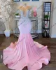 Robes de fête en argent perle rose bal rose pour filles noires robe sirène soir élégant luxe célébrité robes formelles o couche robe