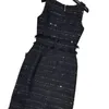 Party Dresses Hand-Knitted Small Sequin Black Dress Vestidos De Mujer Elegante Elegantes Vestido Preto Decote