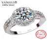 Yanhui 100 925 anel de noivado de prata puro S925 Carimbo 2 quilates CZ diamant anéis de casamento para mulheres Tamanho 4 5 6 7 8 9 10 11 YR091 Y184232216
