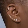 Boucles d'oreilles étalon 1 paire hip hop cz pierre pavée bling glecée gèse d'oreille carrée géométrique pour hommes