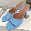 Slippers Sexy High Heels Femmes Square Peep Toe Runway Party Chaussures Femme Summer Sides Cup Crystal Slipprs