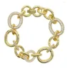 Charm Bracelets Punk Big Link Chain Bracelet With Crystal Gold Color CZ Round Femme For Women Fashion Jewelry7533286