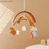 Mobiles# Baby houten bed bel cartoon regenboog mobiel hangende rammelaars speelgoed hanger wieg mobiel bed klok houten speelgoed houder armbeugel joch cadeau y240415y240417h4hl