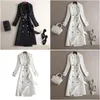 Trench kobiet Temperament Jacquard Windbreaker Female 2022 Autumn High-end Long Fashion White z paskiem Otrzymanie talii Dhqjl