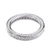 Anneaux de mariage 2024 Eternity 3 Row Zircon CZ Ring Silver Color Engagement pour les femmes Bridal Fine Party Bielry Gift