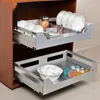 Kitchen Storage Space Aluminum Bowl Basket Damped Rail Cabinets