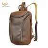 Ryggsäckskvalitet Crazy Horse Leather Retro Multi-Purpose Chest Pack Sling Bag Design Travel En axel för män Man 8862