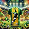 T-shirts Hommage au football King Pele # 10 Brésil Brésil Jersey pour les adultes Enfants Traine de football d'été Aldult Child Tops Vêtements T240415
