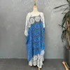 Dashiki 2 Piece Set African Dresses For Women Muslim Fashion Lace Abaya Blandade färger Elegant Kaftan Maxi Evening Dress 240415