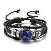 Other Bracelets 12 Constellation Zodiac Sign Charm Luminous Bracelets Men Women Vintage Multilayer Wrap Leather Bracelet Bangle Birthday GiftL240415