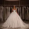Sparkly Crystals Rhinestones bollklänning Bröllopsklänningar Dubai Saudiarabisk älskling plus storlek Brudklänningar Formella kyrkans puffy tyllprinsessan Vestidos yd