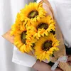 Fleurs décoratives Branche de décoration de tournesol extérieur avec tige pour le mariage à la maison Faux fleurs arrangement intérieur Utiliser le jardin