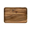 Tea Trays Acacia Wood Tray Rectangle Coffee Serving Plate Wooden Fruit Snacks Saucer Dessert Dish Home El Flower Pot Storage