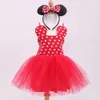 Dress Summer Children's Red Polka Dot Gauze Skirt Slip Dress Girls' Fashionable Dance Dress Headband Suit