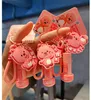 Creative and Exquisite Loopy Little Beaver Blowing Bubble Flashlight Keychain Women's Cute Book Bag Hanging Decoration