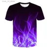 T-shirts Summer Cool Ghost Fire T-shirt 3D Printed Boys Girls Casual Oversized hip-hop Tops Kids Tees Short Sleeve Clothing T240415