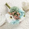 Decorative Flowers 6 Branches Chrysanthemum Peony Combination Silk Artificial Christmas Wedding Bridal Bouquet Home Decoration High Quality