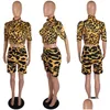 Fomens Rastreos Cheetah Leopard Duas peças Curto para feminino Sport Sport Summer Roupas Crop e roupas de shorts de moto