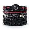 Other Bracelets Eif Dock Vintage Multi-layer Punk Gothic Red PU Leather Bracelet Handmade Ladies Mens Bracelet Jewelry Party Birthday GiftsL240415