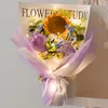 Fiori decorativi lana creativa in legno in tessuto a mano bouquet girasole compleanno regalo di San Valentino regalo romantico simulazione a maglia