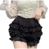 Shorts femminile Donne in pizzo Trim Maid Ruffle Pumpkin Lolita Y2K Bow a strati Frilly Lounge Homewear Pantaloni corti