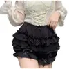 Short féminin pour femmes en dentelle Maid Ruffle Pumpkin Lolita Y2K Bowed Bow Sounge Frilly Lounge Habots Pantal