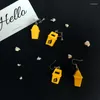 Kolczyki Dangle Funny Żółty śmieci puszka dla kobiet ręcznie kreatywne urocze kolczyki design e girl indie estetyczna biżuteria prezent biżuterii