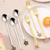 Coffee Scoops Accessori per cucchiai di fiori Spoons Cafe Cucharas Drinkware Small Scoop Mini Tea Gold Tiny Forks