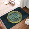 Teppiche Blume des Lebens Gold Eine blaue Textur Glasvordertürboden Eingangsmatten Mandala Geometrisches Muster Badezimmer Küchen Teppichteppich