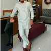 Erkeklerin izleri yaz erkekler müslüman setler uzun kollu lüks kıyafetler Kaftan rahat kıyafet moda etnik gömlekler 2pcs düğün erkek takım elbise