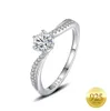 Fijn 925 Sterling Silver Solid Solitaire Ring Ronde Princess Cut CZ Cubic Zirkon Claw Wedding EternityRings7115571