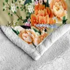 Couvertures fleurs couverture orange sherpa green floral style toison douce pour canapé canapé et chambre à coucher