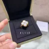 Designer Brand VAN High Edition Clover Diamond Ring with Advanced Fashion Versatile 18K Natural White Fritillaria Red Agate i