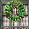 Flores decorativas do dia de shamrock de St Patrick Shamrock Irlanda Clover Porta da frente Christmas Green pendurado sinal de boas -vindas Ornamento de guirlanda para parede