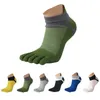 Chaussettes pour hommes respirant des sports purs purs bas coton à cinq orteils coton mens solide sport