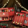 Coffee Scoops 4PC Set Metal Merry Christmas Spoons Fork Elk Decorations For Xmas Party Gifts Navidad 2024Kitchen Scoop Supplies