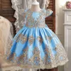 Robes de fille élégante princesse en dentelle de mariage robe formelle de luxe broderie de luxe