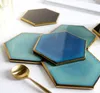 Nordique hexagon nordique goldplated ceramic natemat isolation isolation coaster tapis tampons table de table décoration 9051716