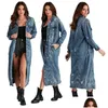 Capas de zanja para mujeres Spring Vintage Casco Corea Long Jean Coat Women With Belt Street High Street Flow Autumn Denim Outerwear S-3xl Drop de Dhoca