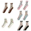 Women Socks Mesh Glass Silk Kawaii Elastic Thin Flower Calf Y2K Middle Tube Transparent Spring