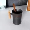 Кружки 300 мл креативная керамическая кофейная кружка ручной работы с ложкой ржавчиной глазурь деревянная ручка для дома/офис