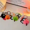 Keychains Lanyards Cute Cartoon Coal Ball Keychain Colourful Plush Doll Keyring for Girls Backpack Charm Headphone Case Accessories Friendship Gift