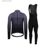 Cycling Jersey Sets SPEXCEL 2021 Mens Black Gray Winter Thermal Fece Cycling Jersey Long Seve And bib pants Bicyc set Accept mix size L48