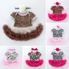 Girls 'Bodysuit Strampler Kleid gedrucktes Leopardenmuster Rose kurzärmeliges Prinzessin Kleid Baby einjähriges Kinderkleid für Kinder