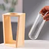 Vases Grass Test Tube With Wooden Frame Minimalist Hydroponic Green Plant Container Home Decoration