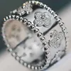 Designermärke 925 Sterling Silver Van Kaleidoscope Ring Pläterad med 18K Gold Four Leaf Clover Flower Bead Edge Exquisite High Version